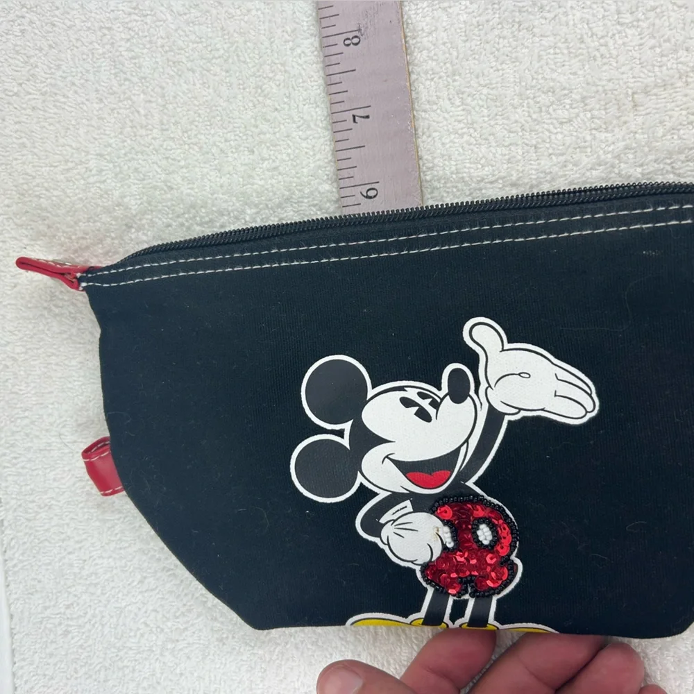 Official Mickey Mouse Black Canvas Pouch with Yellow Accents & red sequins